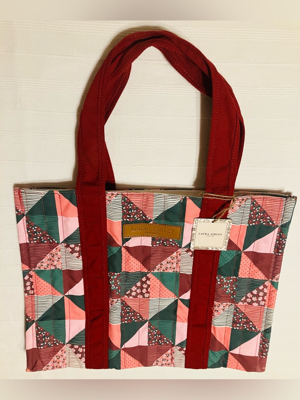NWT Laura Ashley Quilted Patchwork Canvas Tote Bag Cottagecore Retro Boho